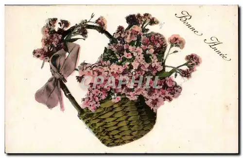 Cartes postales Fantaisie Fleurs Bonne annee