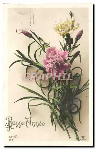 Cartes postales Fantaisie Fleurs Bonne annee