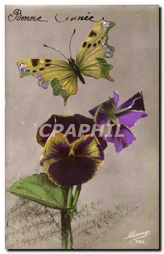 Ansichtskarte AK Fantaisie Bonne annee Papillon Butterfly