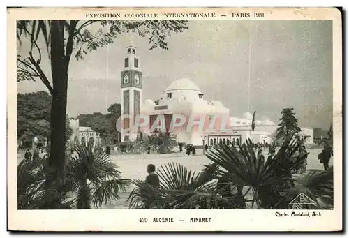 Cartes postales Algerie minaret Exposition coloniale internationale Paris 1931