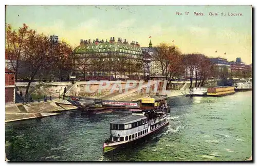 Paris Cartes postales Quai du Louvre (peniche)