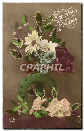 Cartes postales Fantaisie Fleurs Paques Easter