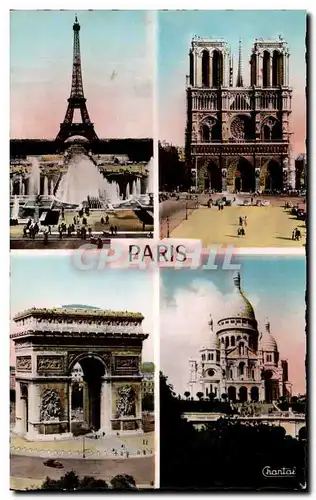 Paris Cartes postales moderne Tour Eiffel Montmartre SAcr eCoeur Notre DAme Arc de triomphe