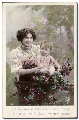 Cartes postales Fantaisie Enfant Femme et bebe