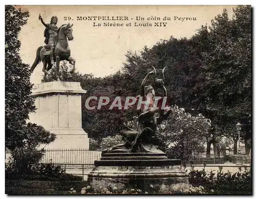 Cartes postales Montpellier Un coin du peyrou La sirene et Louis XIV