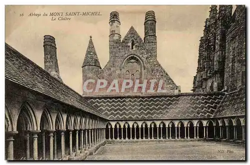 Cartes postales Mont Saint Michel Abbaye Le cloitre