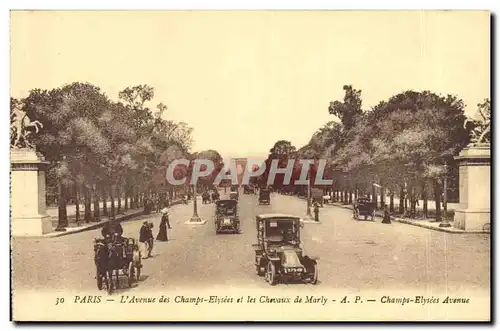 Ansichtskarte AK Paris Avenue des Champs Elysees et le chevaux de marly