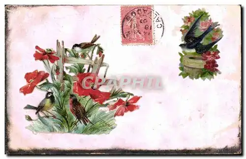 Cartes postales Fantaisie Oiseaux DEcor en relief