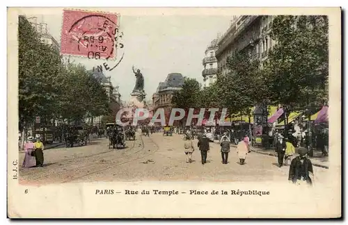 Paris Cartes postales Rue du temple Place de la republique