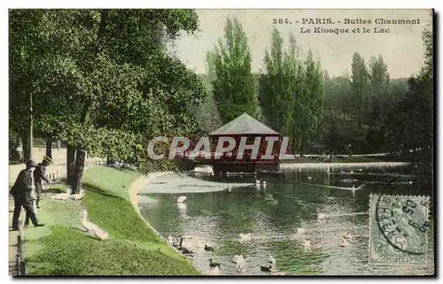 Paris Ansichtskarte AK Buttes Chaumont Le kiosque et le lac