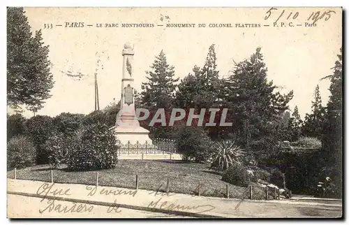 Paris Cartes postales le parc Monsouris Monument du colonel Flatters