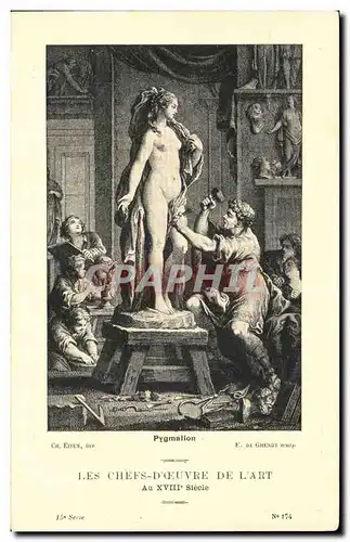 Cartes postales Les chefs d&#39oeuvre de l&#39art du 18eme Pygmalion Eisen De Ghendt Nu erotique