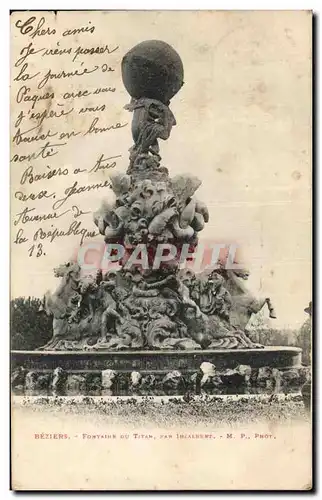 Cartes postales Beziers Fontaine du titan par Injalbert