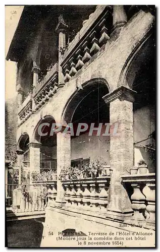 Cartes postales Pezenas Terrasse de l&#39hotel d&#39Allonce (Moliere joua la comedie dans cet hotel le 8 novembr