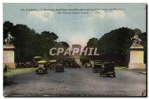 Ansichtskarte AK Paris Avenue des Champs Elysees et les chevaux de Marly