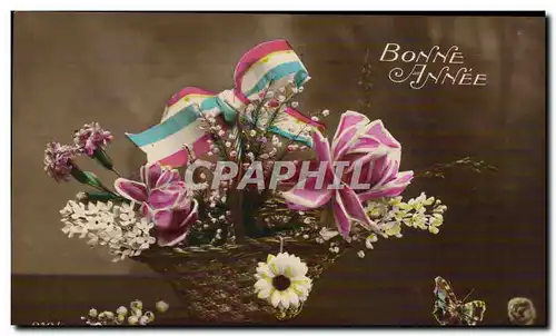 Cartes postales Fantaisie Fleurs Bonne annee