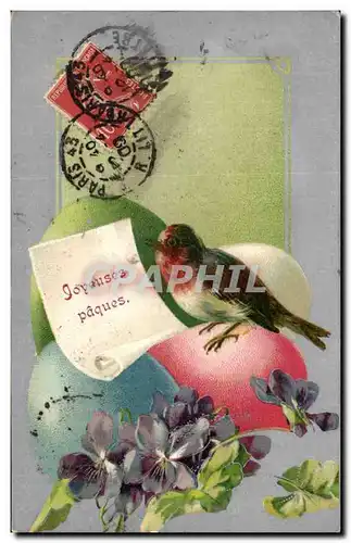 Cartes postales Fantaisie Hirondelle Joyeuses Paques Easter