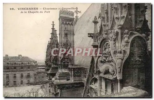 Vincennes - Chapiteaux et Gargouilles de la Chapelle du Fort - Cartes postales