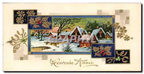 Fetes - Heureuse Annee - Winter Scene - houx - holy Cartes postales