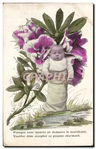 Fantaisie - Bebe - Baby - Pensee - Pansy - Cartes postales