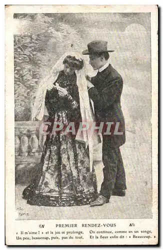 Fantaisie - Couple - Woman with long beautiful veil - wedding - mariage - Ansichtskarte AK