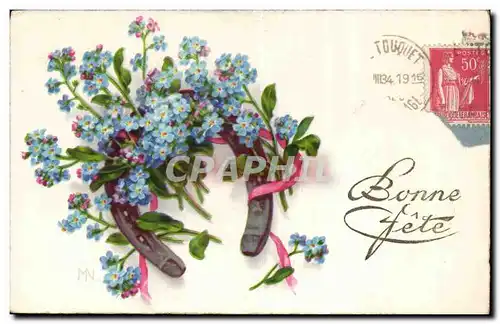 Fetes - Bonne Fete - Fleurs - Porte Bonheur - Cheval a Fer - Cartes postales