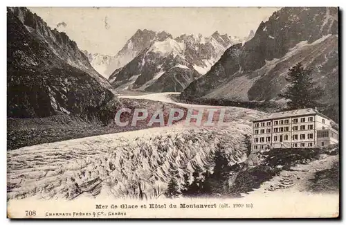 Cartes postales Mer de glace et hotel du Montanvert