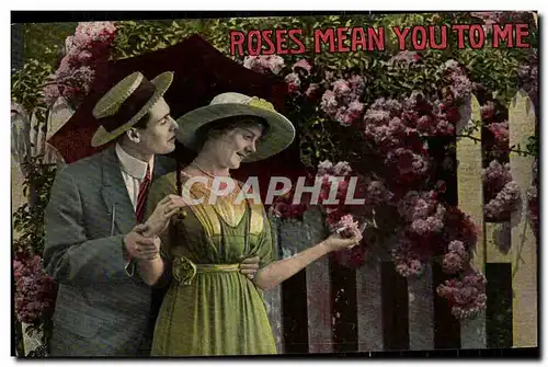 Fantaisie - Couple - Couple picking fowers - Cartes postales