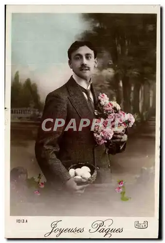 Fantaisie - Homme - Man with bouquet - Ansichtskarte AK