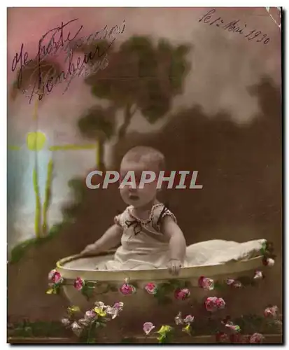 Fantaisie - Bebe - Baby in bathtub - Cartes postales