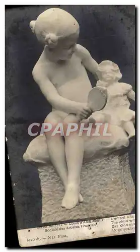 Arts - Sculpture - Unusual Sculpture - Child with doll - Ansichtskarte AK