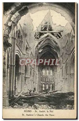 Reims - St Andre - Le Nef - en Ruines - Ansichtskarte AK