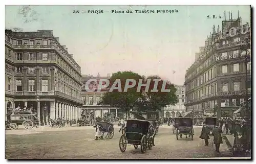 Paris - 1 - Place du Theatre Francais - caleche - Ansichtskarte AK