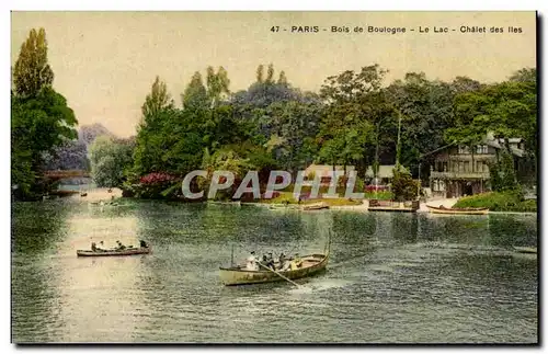 Paris - 16 - Bois de Boulogne - Le Lac - Chalet des Ikes - bateau - boat - Ansichtskarte AK