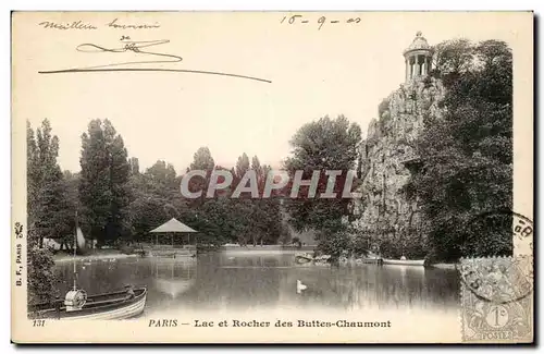 Paris - 19 - Lac et Rocher des Buttes Chaumont - Ansichtskarte AK