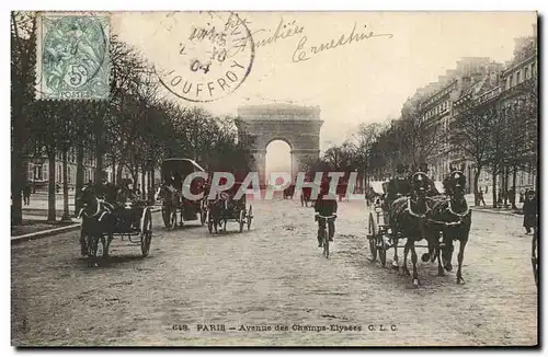 Paris - 8 - Avenue des Champs Elysees - velo - cheval - Ansichtskarte AK