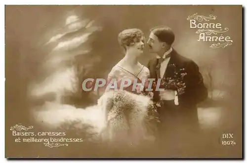 Fantaisie - Couple - Bonne Annee - Romance in the air - Ansichtskarte AK