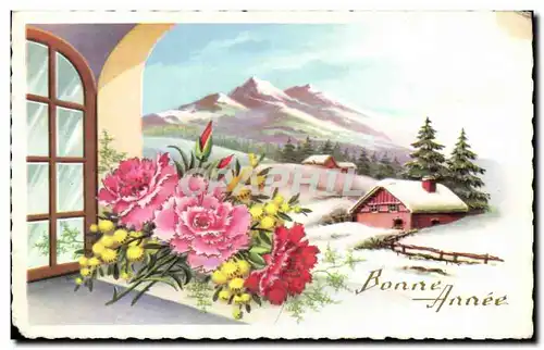 Fetes - Bonne Annee - Fleurs - Flowers - Cartes postales