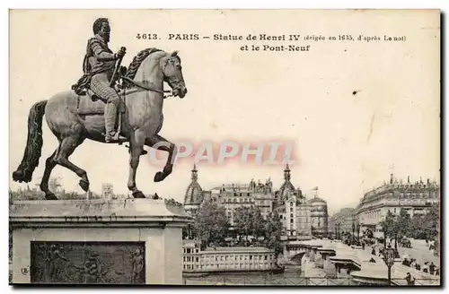 Paris - 1 - Statue de Henri IV - Le Pont Neuf Ansichtskarte AK