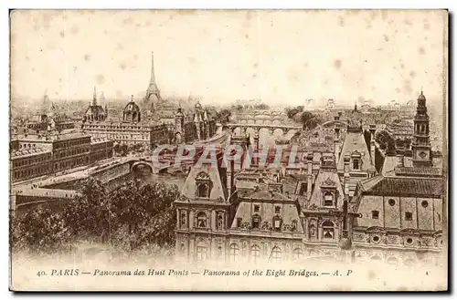 Paris - 1 - Panorama des Huit Ponts - tour eiffel - eiffel tower Cartes postales