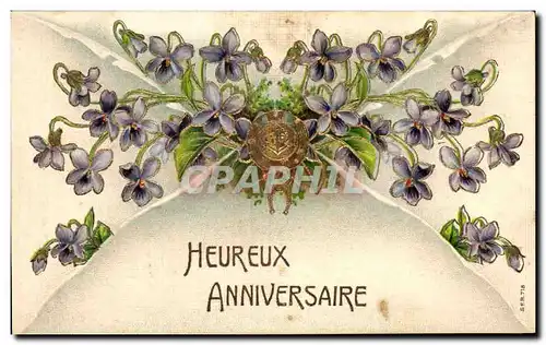 Fetes - Heureuse Anniversaire - Pensee - Fleurs - Pansy - Cartes postales Ancre de marine