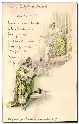 Fantaisie - Couple - Serenade - Musique - Music - Intrument - Cartes postales