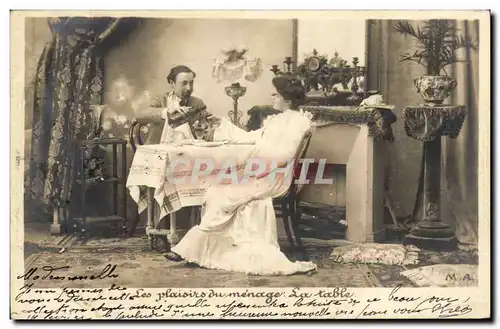 Fantaisie - Couple - Wine with dinner - vin Cartes postales