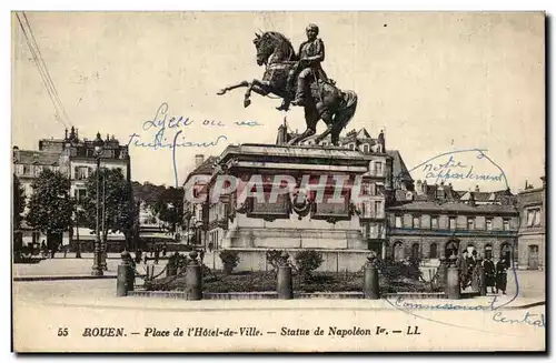 Ansichtskarte AK Rouen Place de l&#39hotel de ville Statue de Napoleon 1er