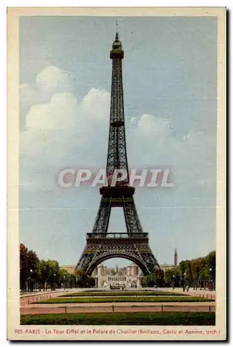 Cartes postales Paris La Tour Eiffel et le palais de Chaillot