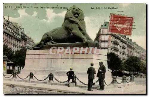 Ansichtskarte AK Paris place Denfert Rochereau Le lion de Belfort