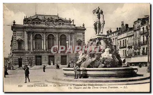 Ansichtskarte AK Montpellier Le theatre et la fontaine des TRois Graces