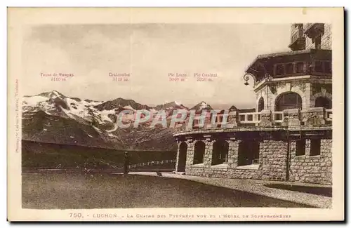 Cartes postales Luchon La chaine des Pyrenees vue de l&#39hotel de Superbagneres