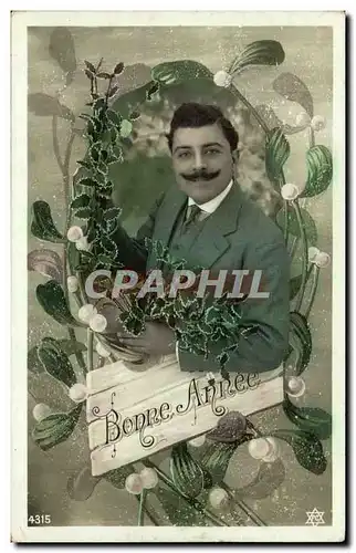 Cartes postales Fantaisie Homme Bonne Annee Gui