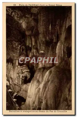 Cartes postales Puits de Padirac Stalactites et stalagmites au dessus du pas du crocodile